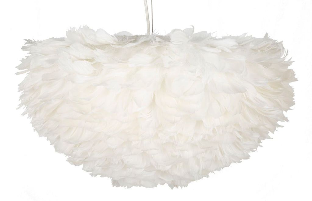 Candeeiro de Teto "Feather" Branco – Ø60x30 cm (altura com cabo 110 cm)