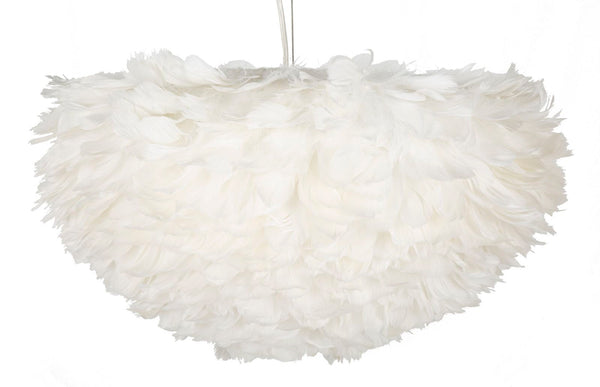 Candeeiro de Teto "Feather" Branco – Ø60x30 cm (altura com cabo 110 cm)