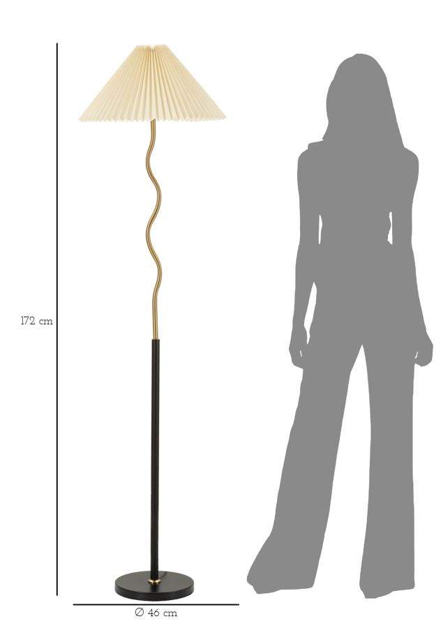 Candeeiro de Pé "Closy" Preto e Dourado – Ø46x172 cm
