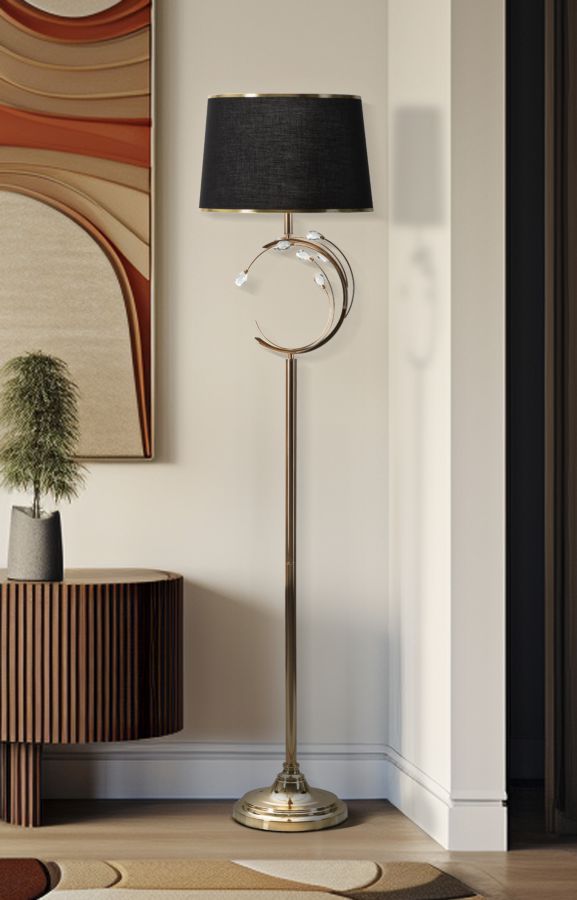 Candeeiro de Pé "Bruxelles" Dourado – Ø38x160 cm