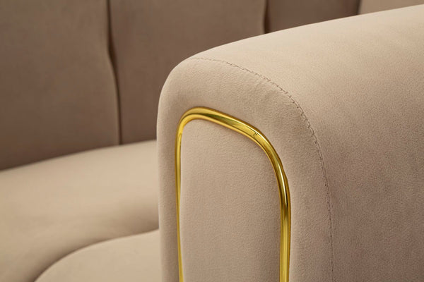 Poltrona Alma Grey com Almofada - Madeira e Veludo Cinza com Pernas Douradas - 97 cm x 81 cm x 71 cm