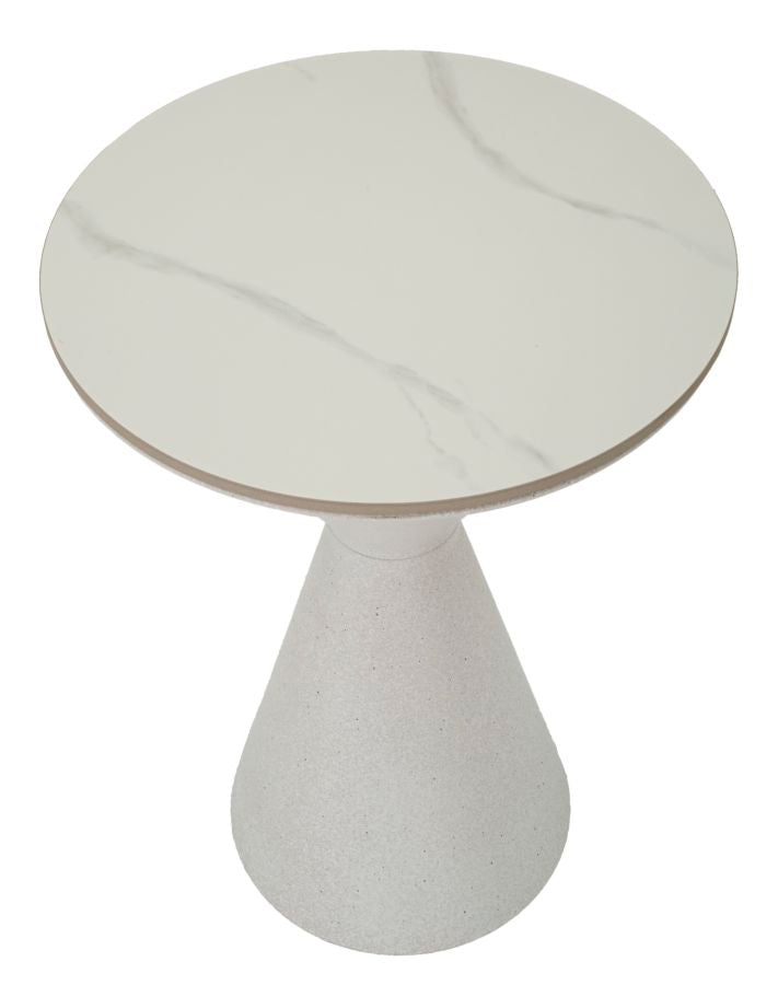 Mesa de Centro White Double - Base de Ferro e Topo Cerâmico Branco - Ø 44,5 cm x 63 cm