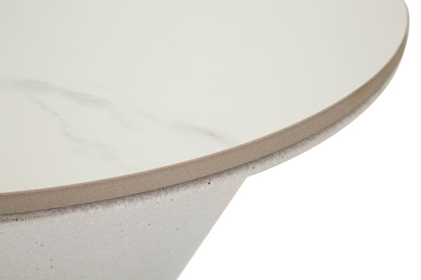 Mesa de Centro White Double - Base de Ferro e Topo Cerâmico Branco - Ø 44,5 cm x 63 cm