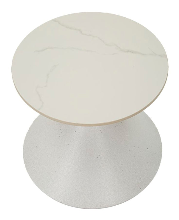Mesa de Centro White - Base de Ferro e Topo Cerâmico Branco - Ø 42 cm x 40 cm