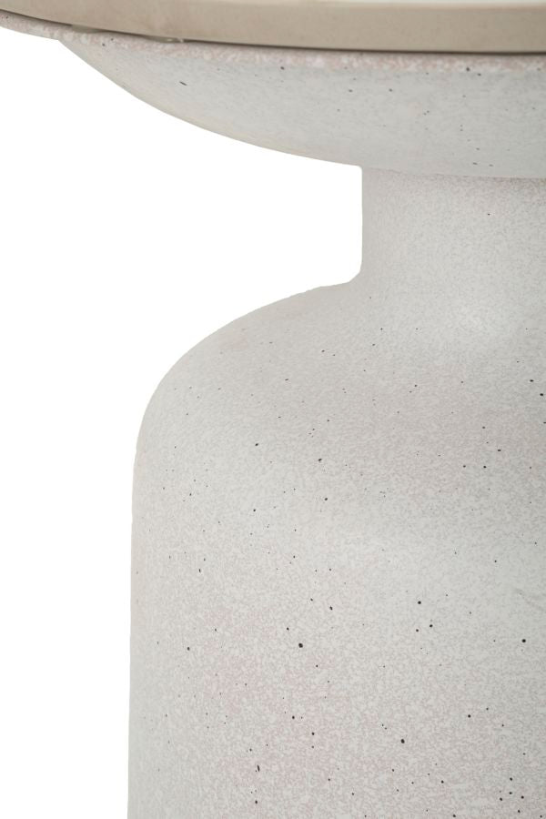 Mesa de Centro White Fush - Base de Ferro e Topo Cerâmico Branco - Ø 40 cm x 47 cm