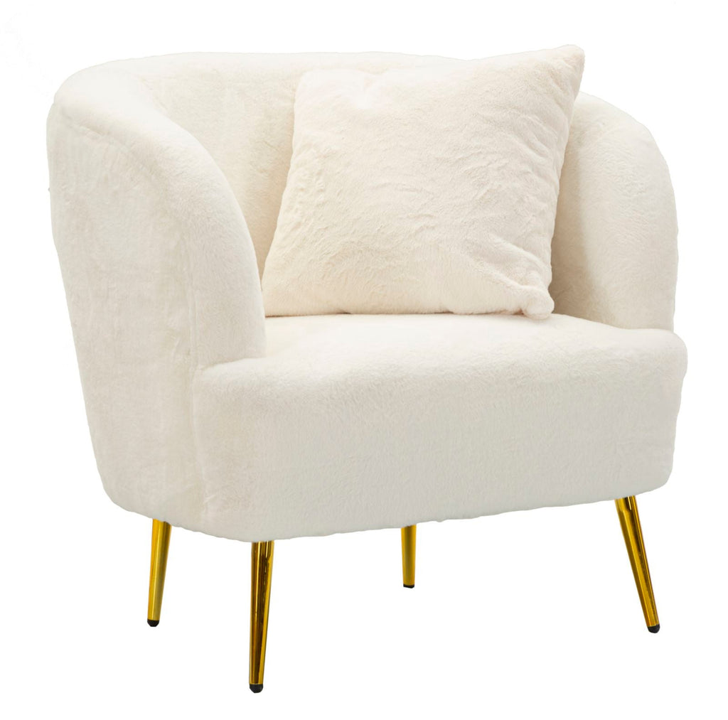 Poltrona Glam Soffy em Pele Sintética – 73x66x78 cm – Branco e Dourado