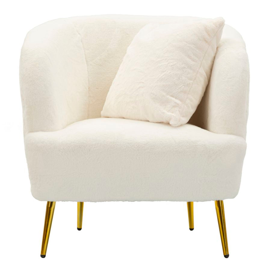 Poltrona Glam Soffy em Pele Sintética – 73x66x78 cm – Branco e Dourado