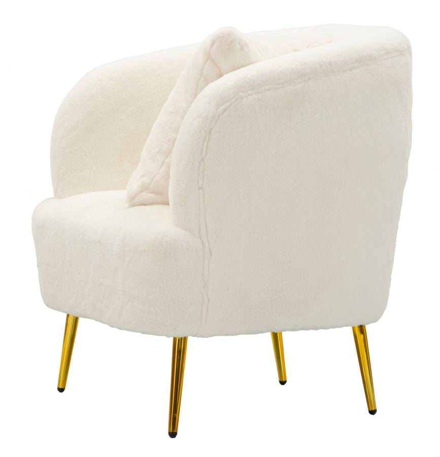 Poltrona Glam Soffy em Pele Sintética – 73x66x78 cm – Branco e Dourado