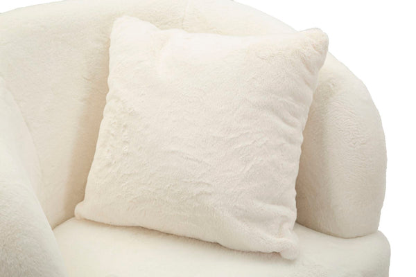 Poltrona Glam Soffy em Pele Sintética – 73x66x78 cm – Branco e Dourado
