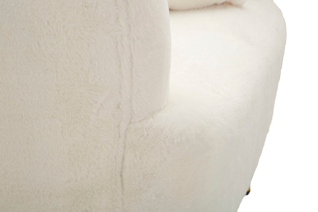 Poltrona Glam Soffy em Pele Sintética – 73x66x78 cm – Branco e Dourado