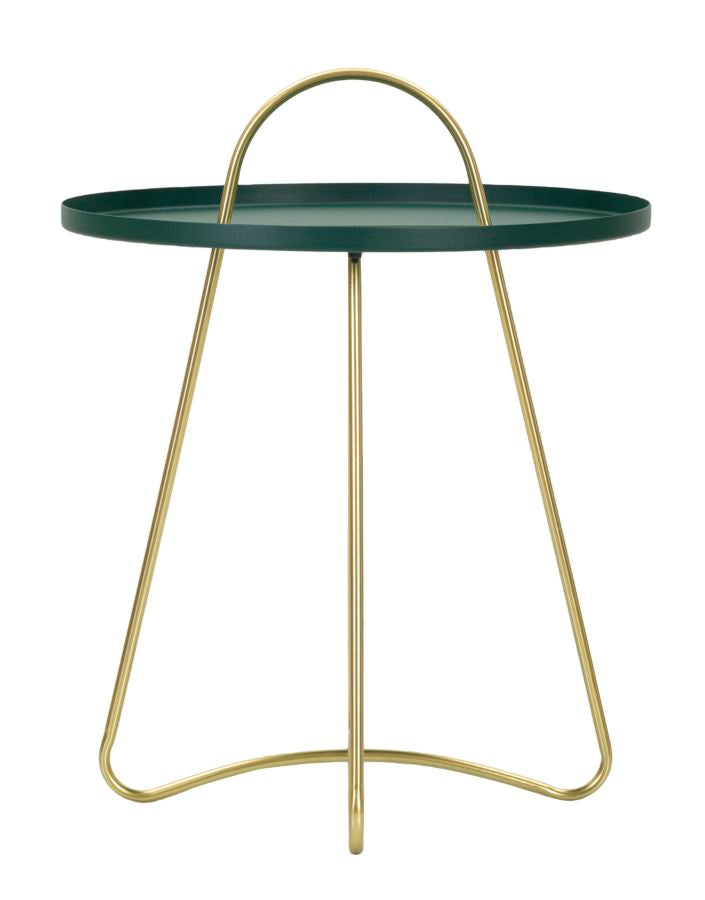 Mesa de Centro Greent - Metal Verde com Pernas Douradas - Ø 45 cm x 59 cm