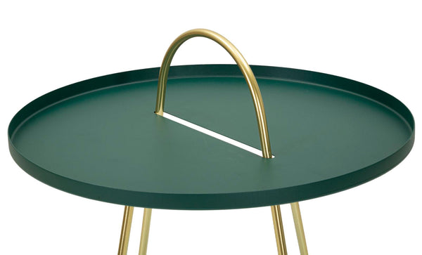 Mesa de Centro Greent - Metal Verde com Pernas Douradas - Ø 45 cm x 59 cm