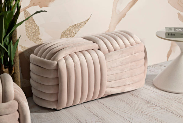Puff Softy Pink - Veludo Rosa - 90 cm x 45 cm x 45 cm