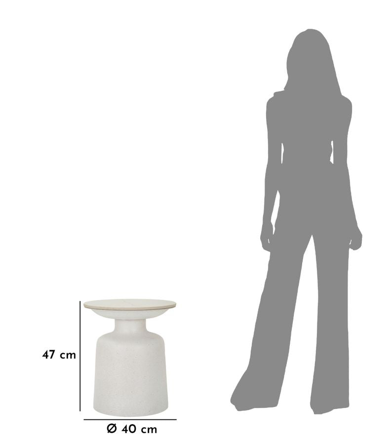 Mesa de Centro White Fush - Base de Ferro e Topo Cerâmico Branco - Ø 40 cm x 47 cm