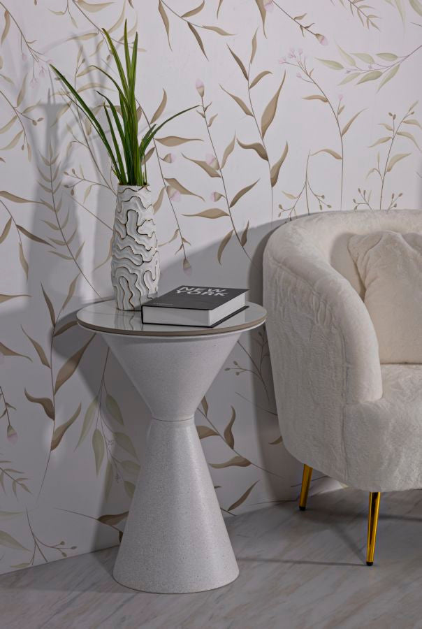 Mesa de Centro White Double - Base de Ferro e Topo Cerâmico Branco - Ø 44,5 cm x 63 cm