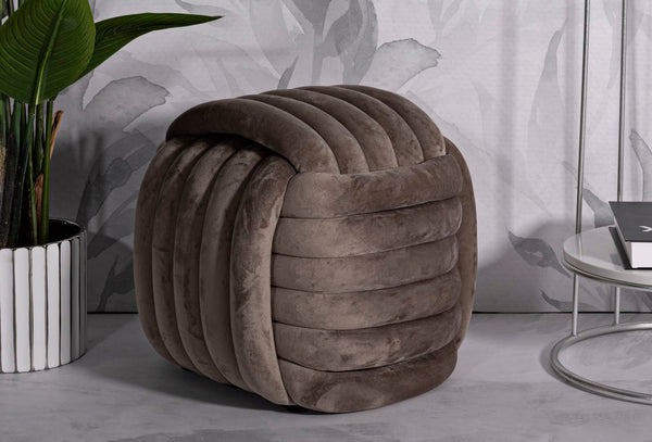 Puff Softy Cinza - Veludo Cinza Acastanhado - 45 cm x 45 cm x 45 cm
