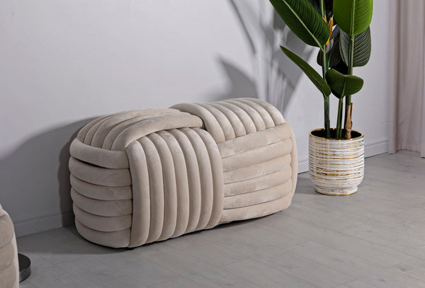 Puff Softy Cream - Veludo Creme - 90 cm x 45 cm x 45 cm