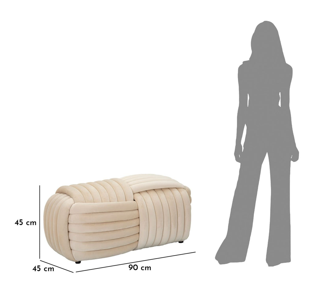 Puff Softy Cream - Veludo Creme - 90 cm x 45 cm x 45 cm