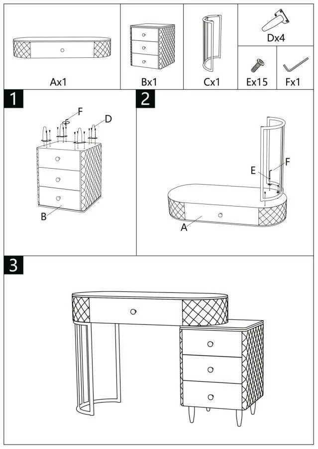 Toucador Sharon Cinza com Puff - Estrutura Metálica Prateada - 120 cm x 40 cm x 75 cm (Puff Ø 36 cm x 39 cm)
