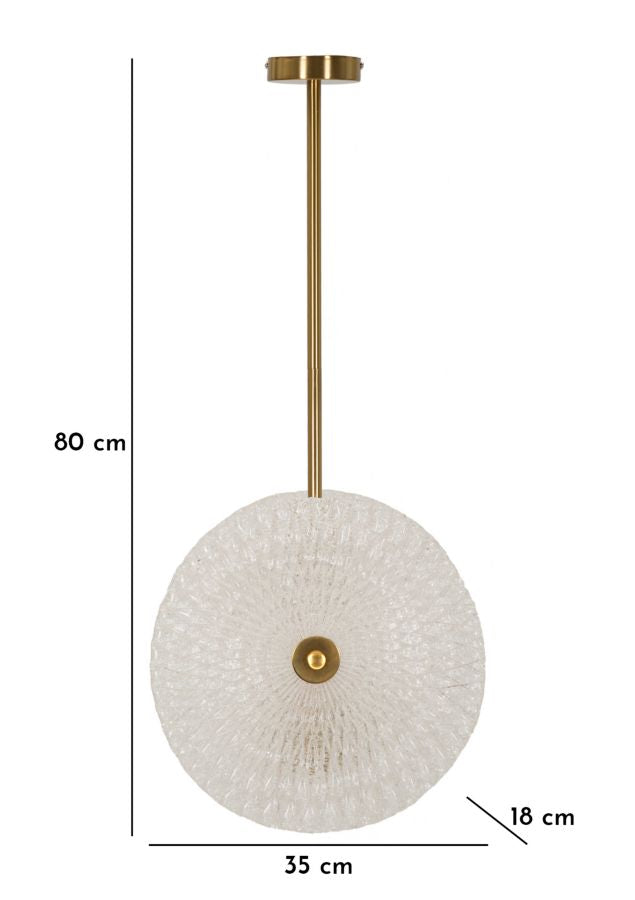 Candeeiro de Teto "Glass" Dourada – 35x18x80 cm
