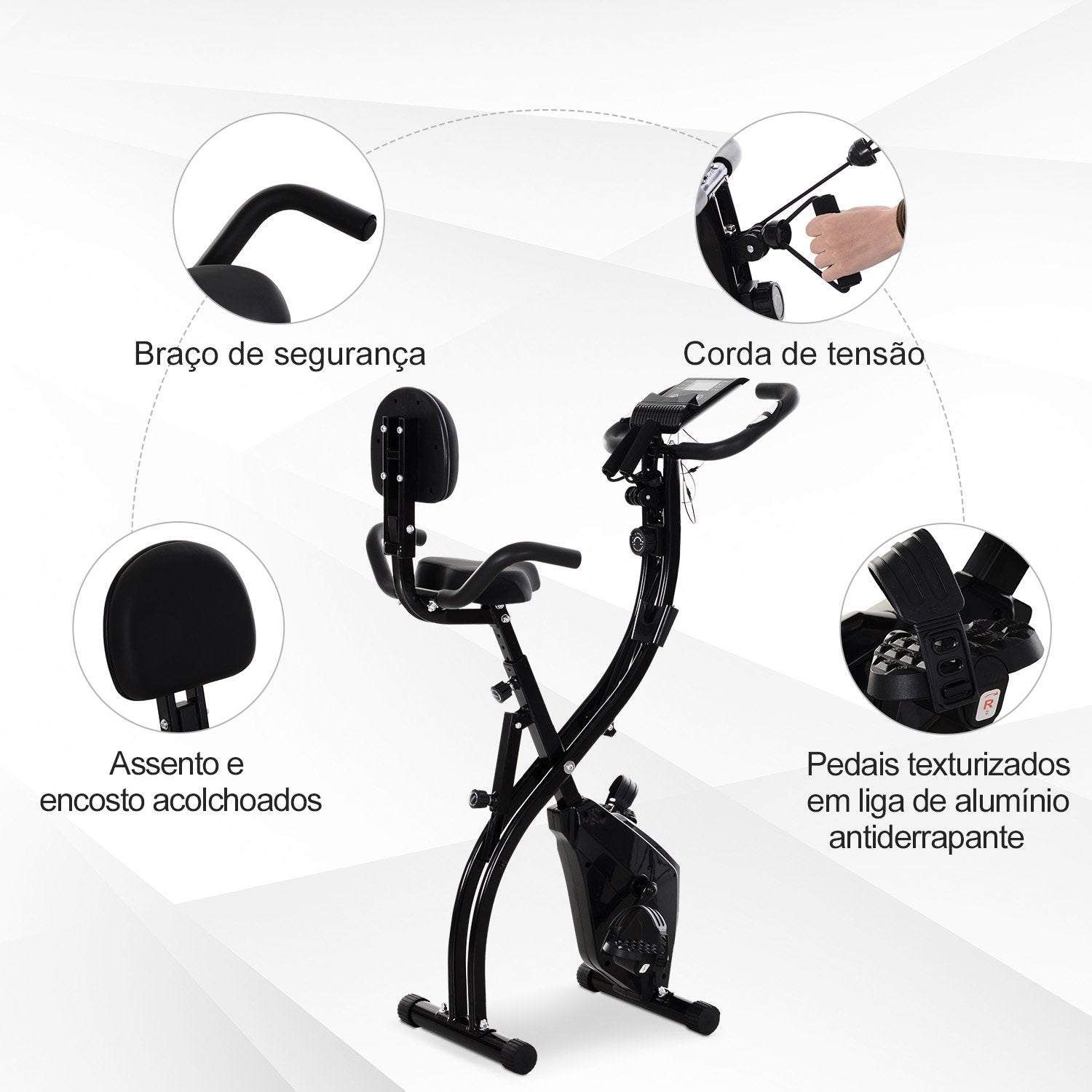 Bicicleta Ergométrica Dobrável e com Altura Ajustável com Tela LCD - Leva-Me Contigo - Móveis & Decoração