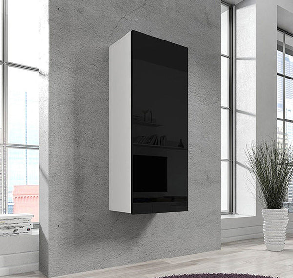 Armário Suspenso Almeirim – 30x120 cm – Carvalho com Porta Alto Brilho e Cantos Arredondados