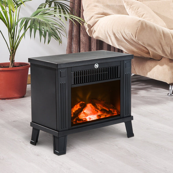 Lareira Elétrica com Efeito de Chama Realista Potência Ajustável 600W/1200W para Ambientes entre 13-18㎡ 34x17x31cm Preto