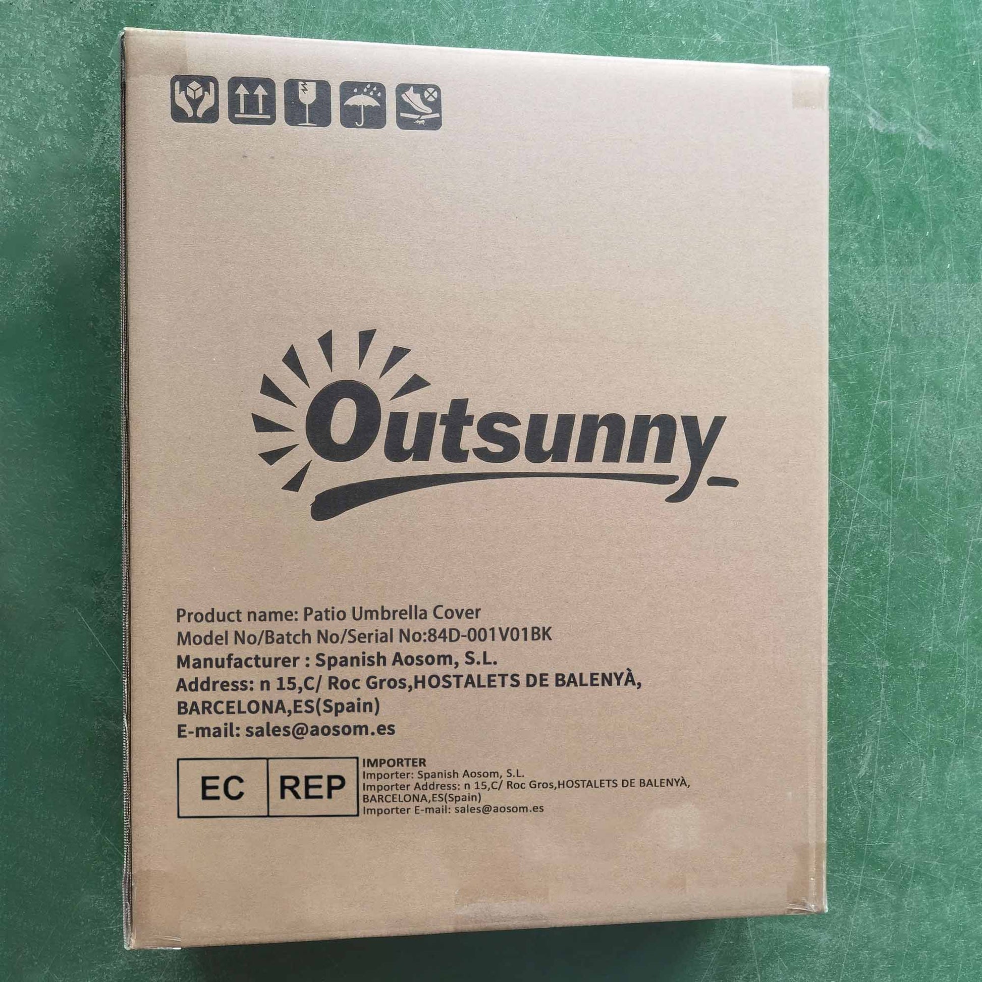 Capa Protetora de Chapéu de Sol Ø56x220 cm Capa para Chapéu de Sol Resistente para Jardim com Fecho de Correr Tecido Oxford Preto