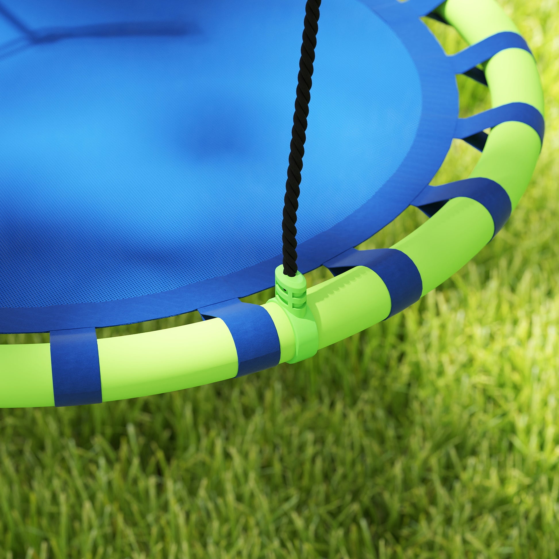AIYAPLAY Baloiço para Crianças Redondo Baloiço de Jardim Infantil Ajustável Baloiço de Exterior para Crianças Impermeável Carga 150kg Ø100x180 cm Preto e Azul
