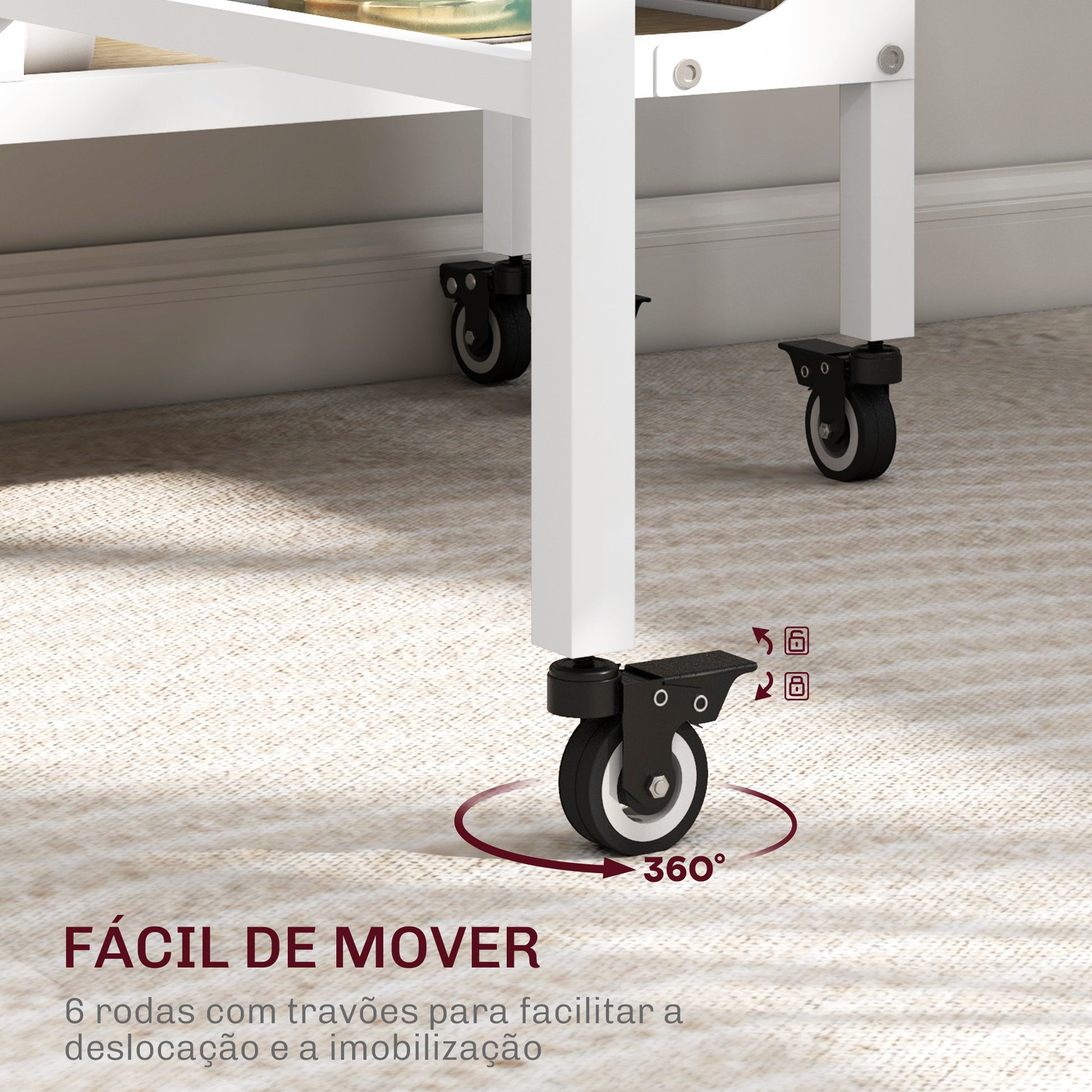 HOMOM Mesa de Cozinha Dobrável Mesa de Refeição Dobrável com Rodas Laterais Abatíveis e Prateleira Mesa Dobrável para Sala de Jantar 130x80x74 cm Madeira e Branco