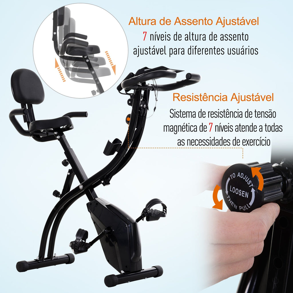 Bicicleta Ergométrica Dobrável e com Altura Ajustável com Tela LCD - Leva-Me Contigo - Móveis & Decoração