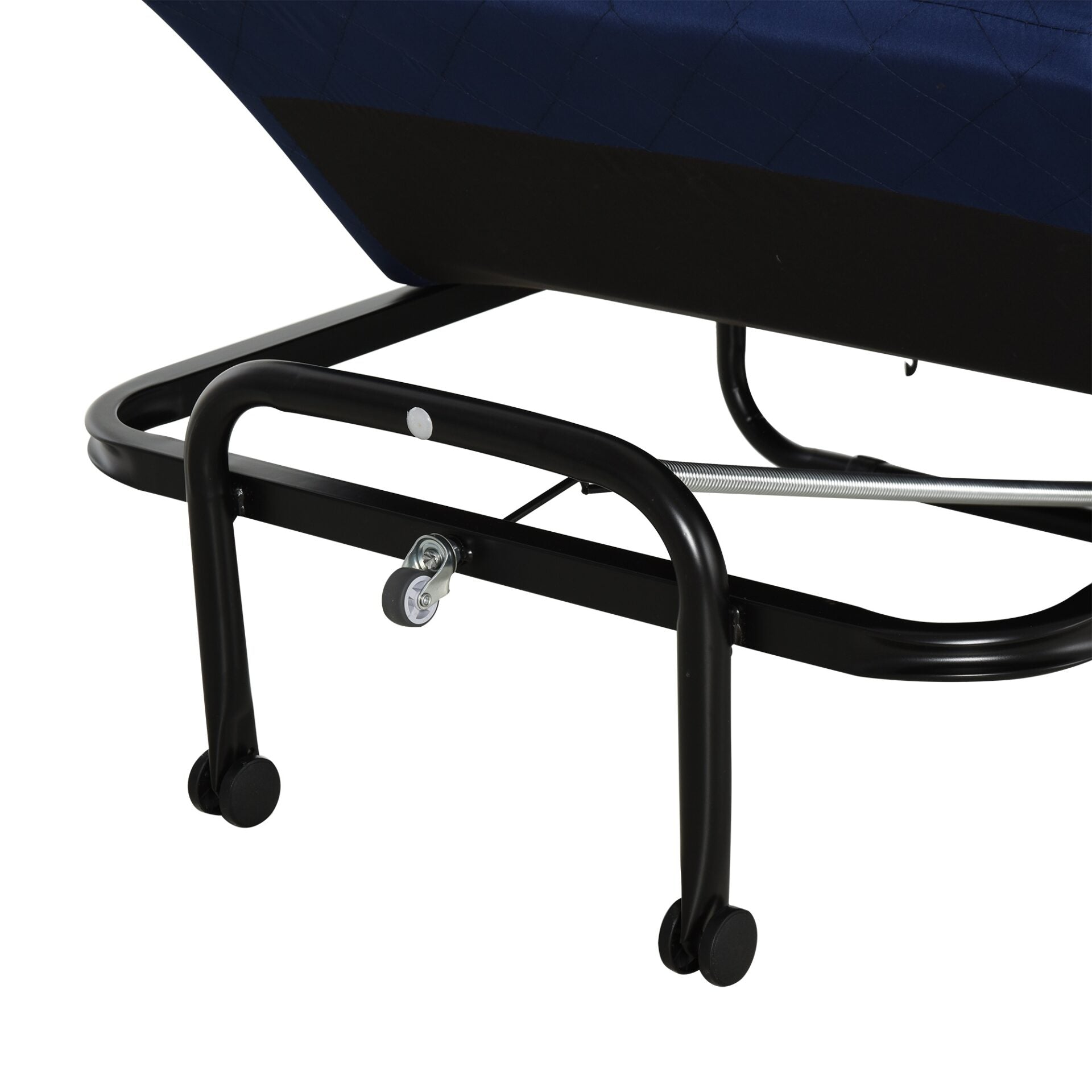 Cama Dobrável 184x65 cm Cama Dobrável Ajustável em 5 Níveis Rodas Universáis e Estrutura de Metal Carga Máxima 120 kg Azul