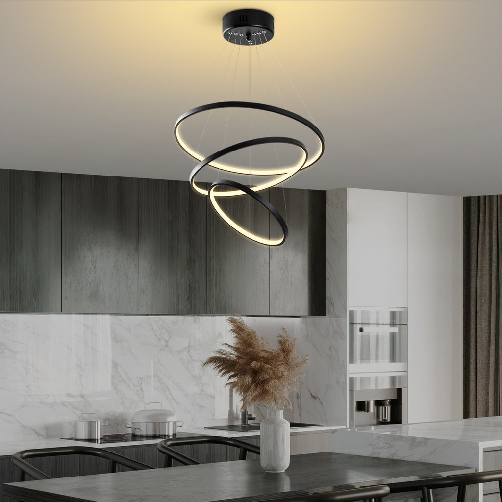 Candeeiro de Teto LED "Simit" Regulável – Preto – 50x50x80 cm – Design Moderno