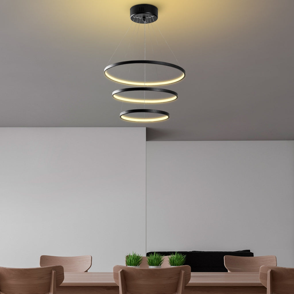 Candeeiro de Teto LED "Simit" Regulável – Preto – 50x50x80 cm – Design Moderno