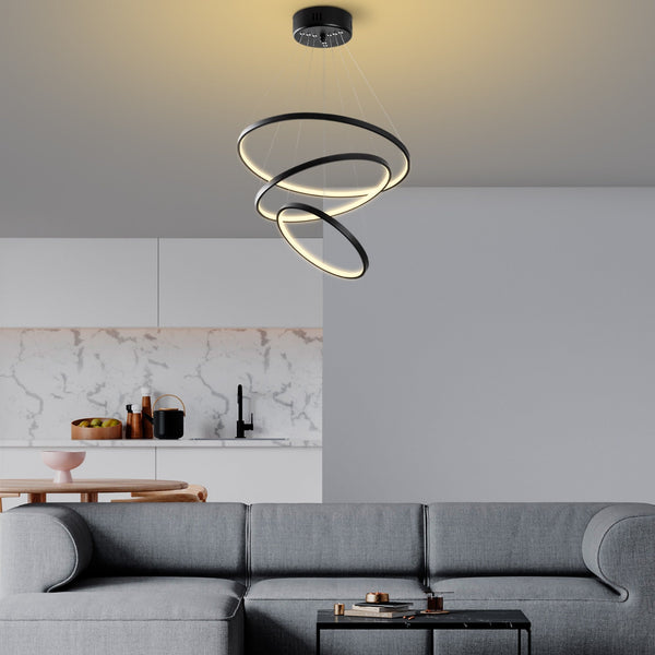Candeeiro de Teto LED "Simit" Regulável – Preto – 50x50x80 cm – Design Moderno