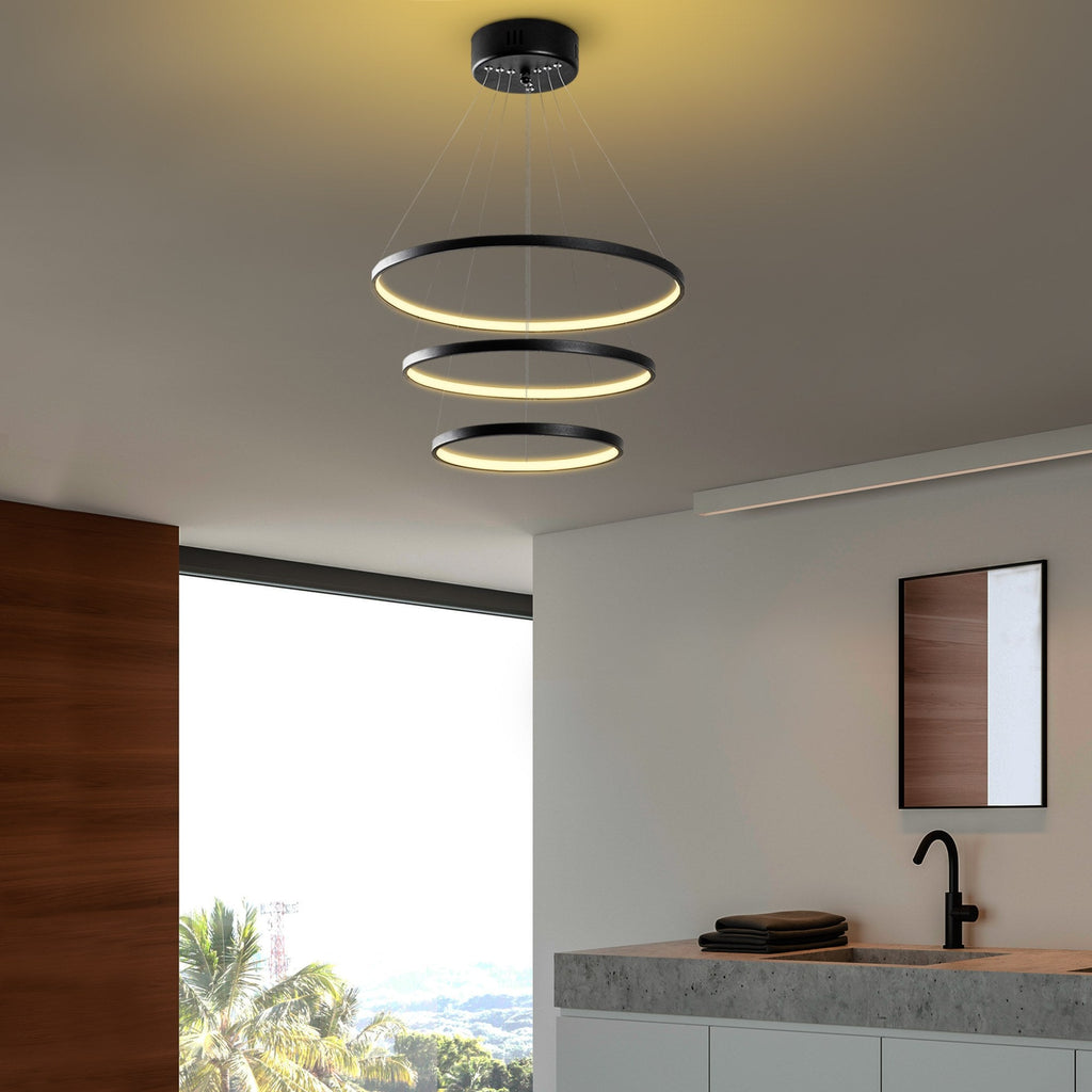 Candeeiro de Teto LED "Simit" Regulável – Preto – 50x50x80 cm – Design Moderno