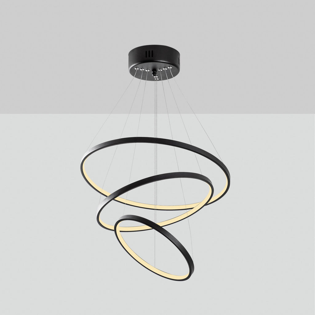 Candeeiro de Teto LED "Simit" Regulável – Preto – 50x50x80 cm – Design Moderno