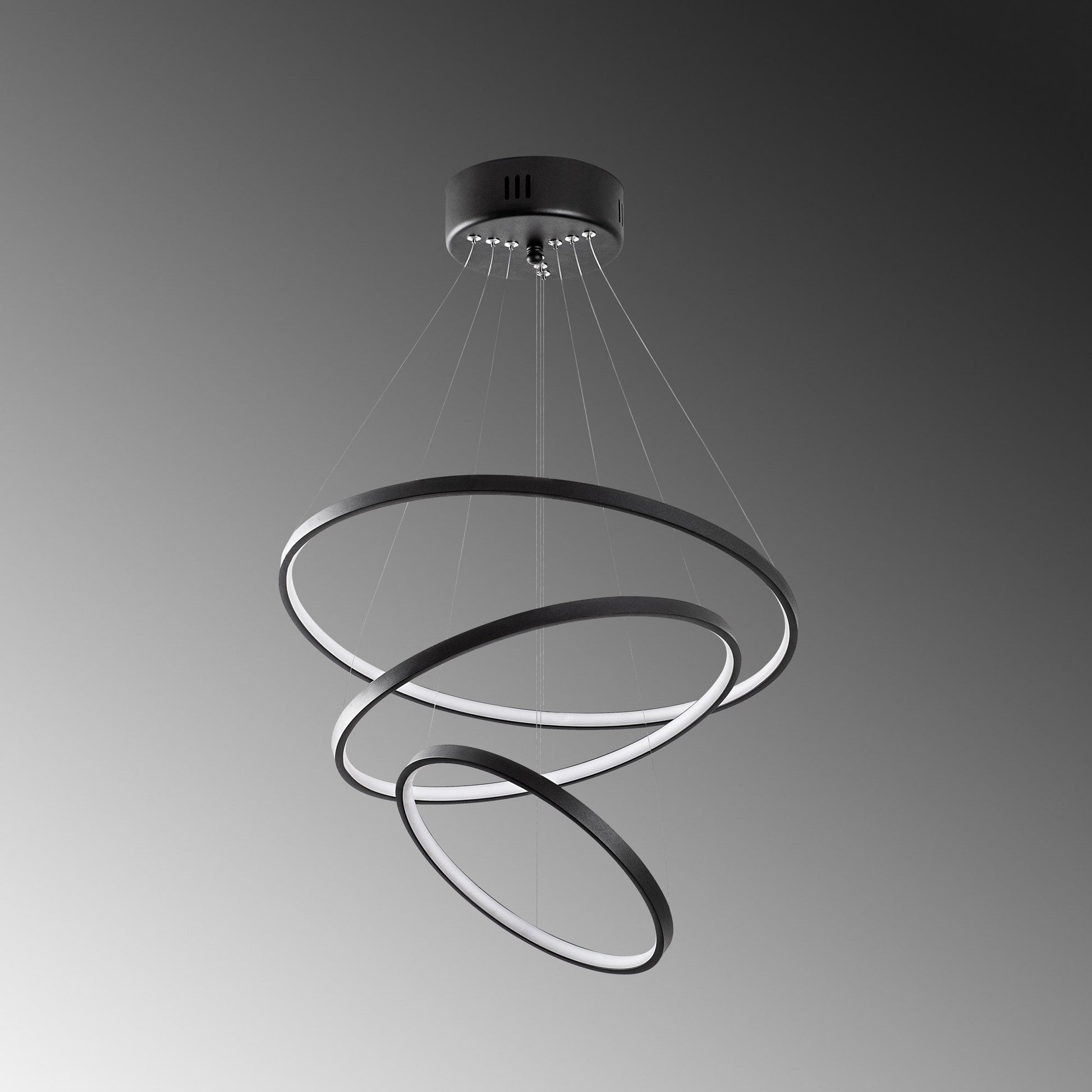 Candeeiro de Teto LED "Simit" Regulável – Preto – 50x50x80 cm – Design Moderno