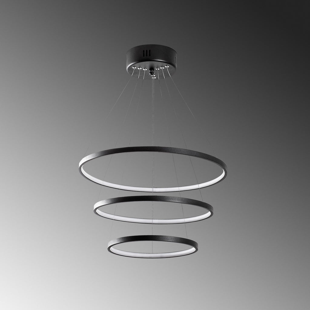 Candeeiro de Teto LED "Simit" Regulável – Preto – 50x50x80 cm – Design Moderno