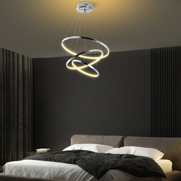 Candeeiro de Teto LED "Simit" Regulável – Cromado – 50x50x80 cm – Design Moderno