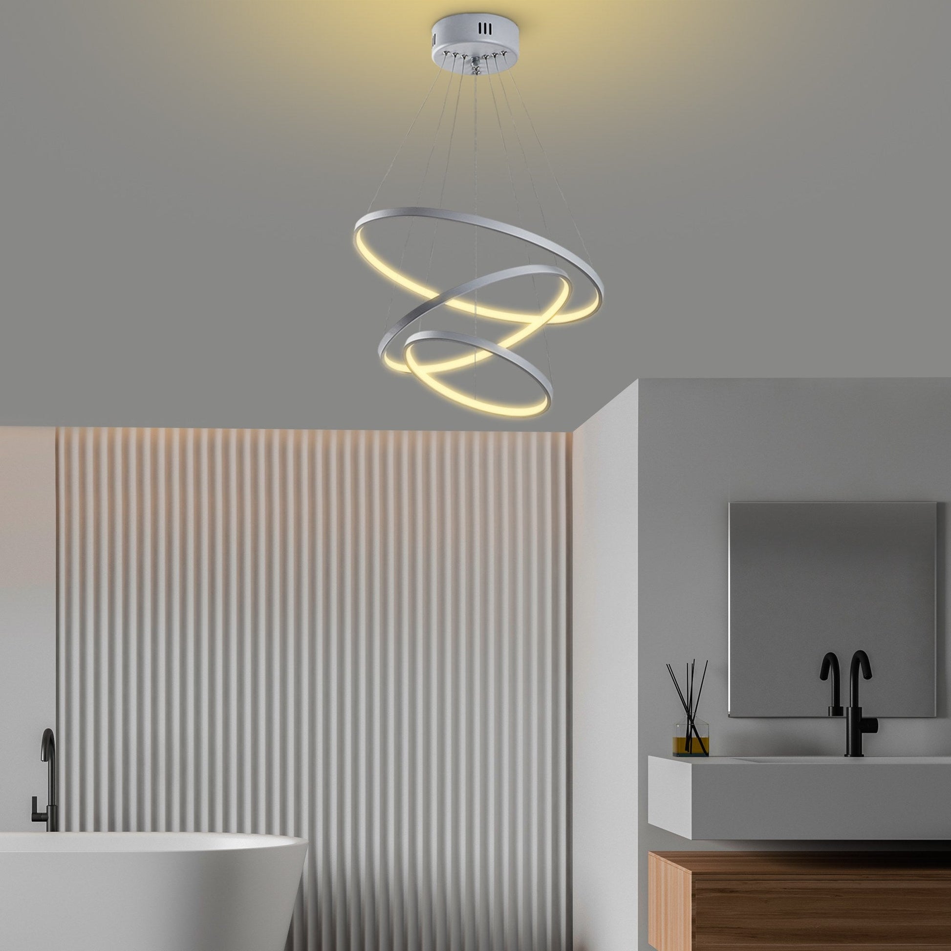 Candeeiro de Teto LED "Simit" Regulável – Cinzento – 50x50x80 cm – Design Moderno