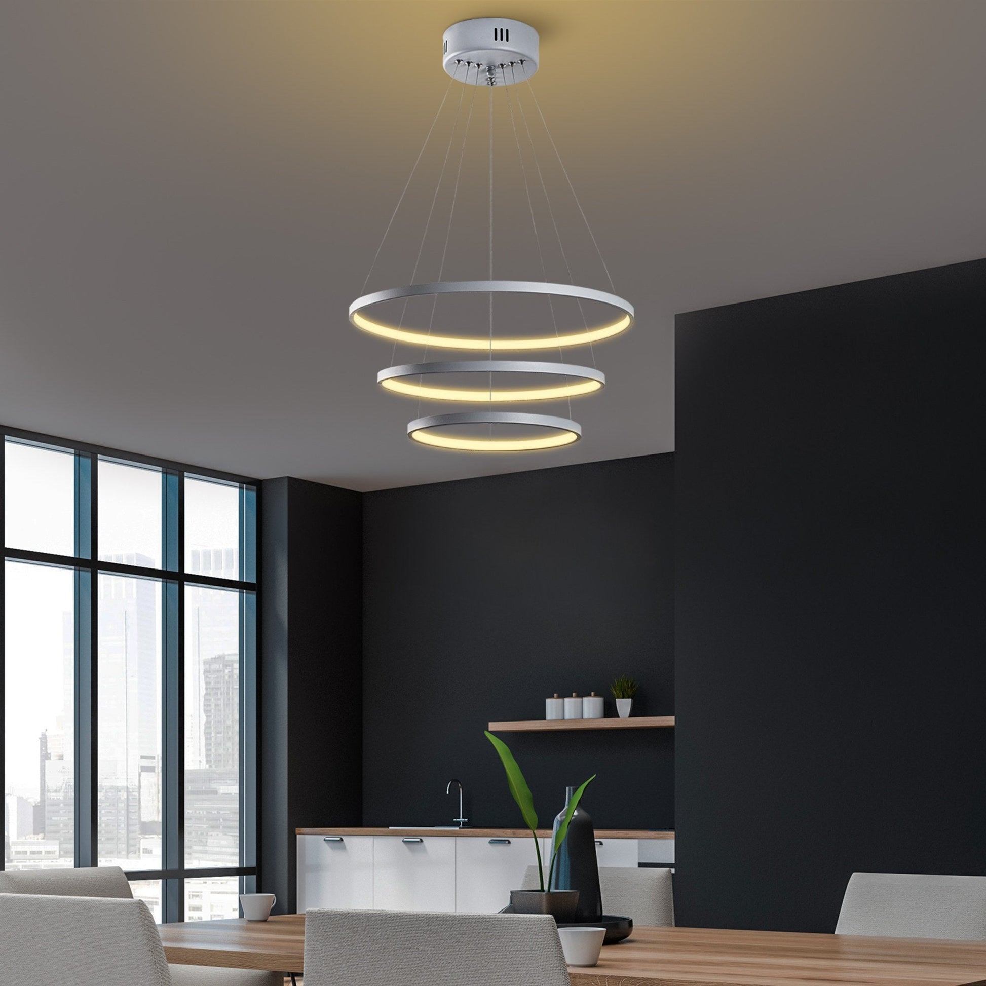 Candeeiro de Teto LED "Simit" Regulável – Cinzento – 50x50x80 cm – Design Moderno