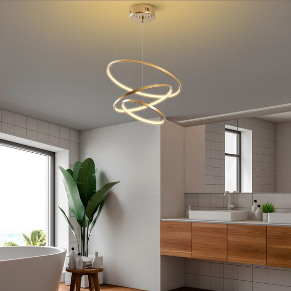Candeeiro de Teto LED "Simit" Regulável – Dourado – 50x50x80 cm – Design Moderno