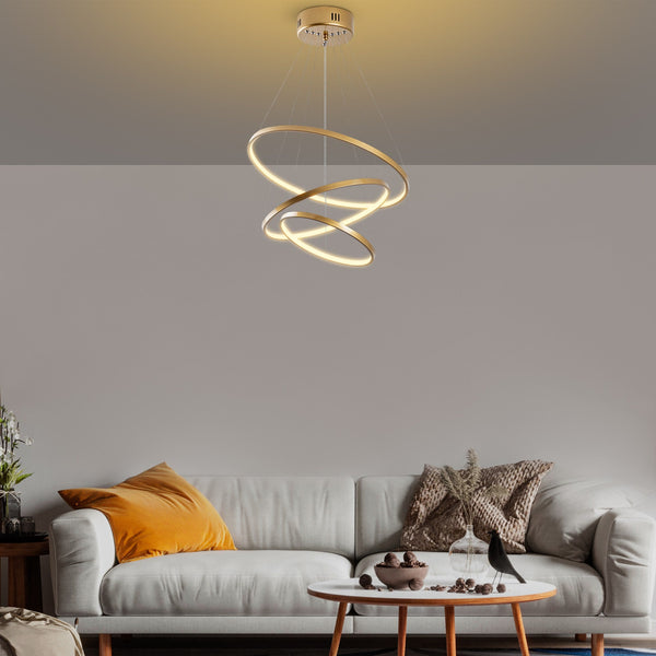 Candeeiro de Teto LED "Simit" Regulável – Dourado – 50x50x80 cm – Design Moderno