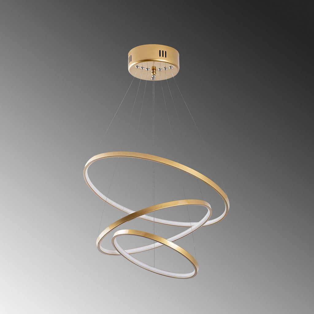 Candeeiro de Teto LED "Simit" Regulável – Dourado – 50x50x80 cm – Design Moderno