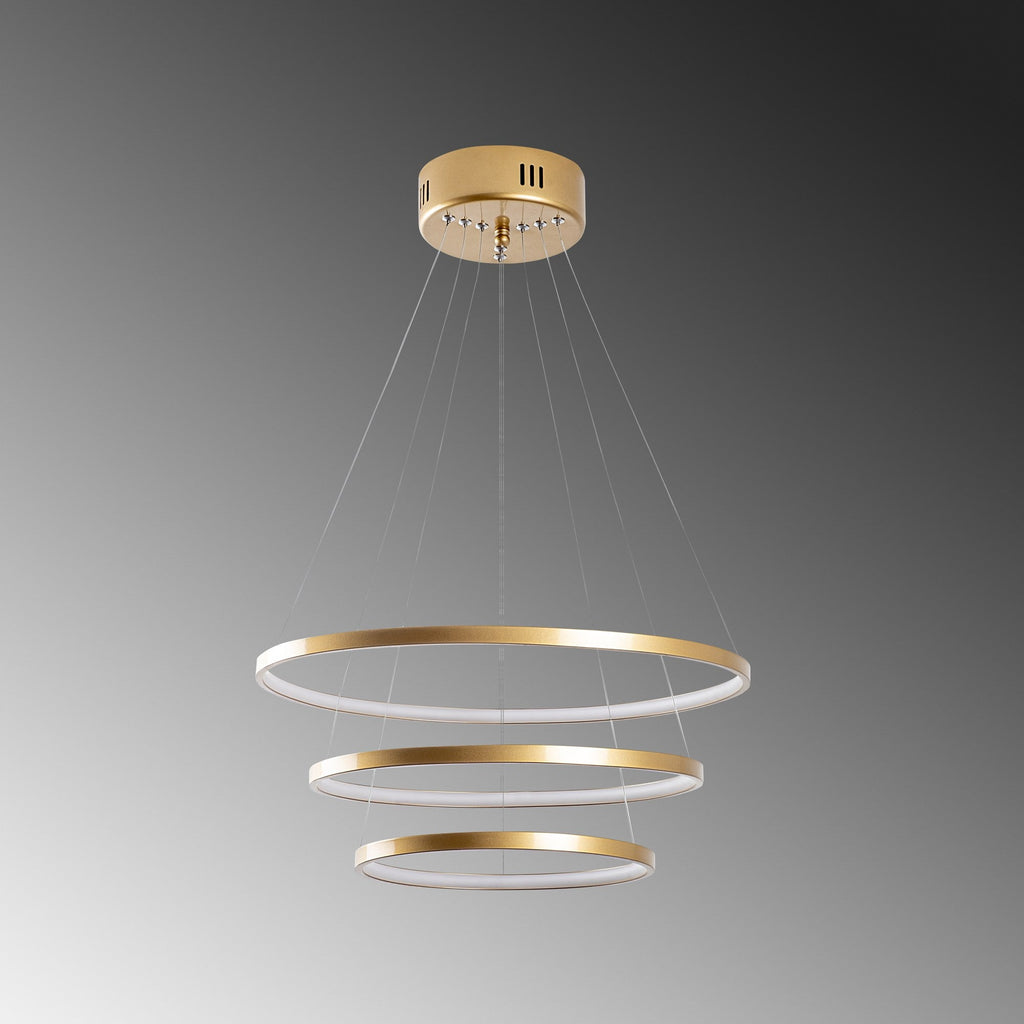 Candeeiro de Teto LED "Simit" Regulável – Dourado – 50x50x80 cm – Design Moderno