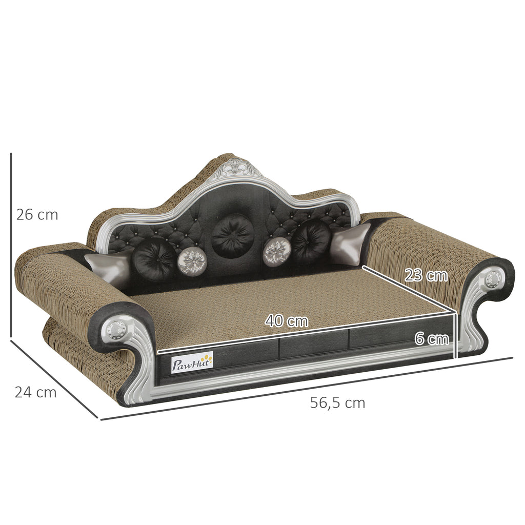 PawHut Sofá Arranhador para Gatos Arranhador para Gatos em Forma de Sofá com Erva para Gatos para Interior 56,5x24x26 cm Marrom