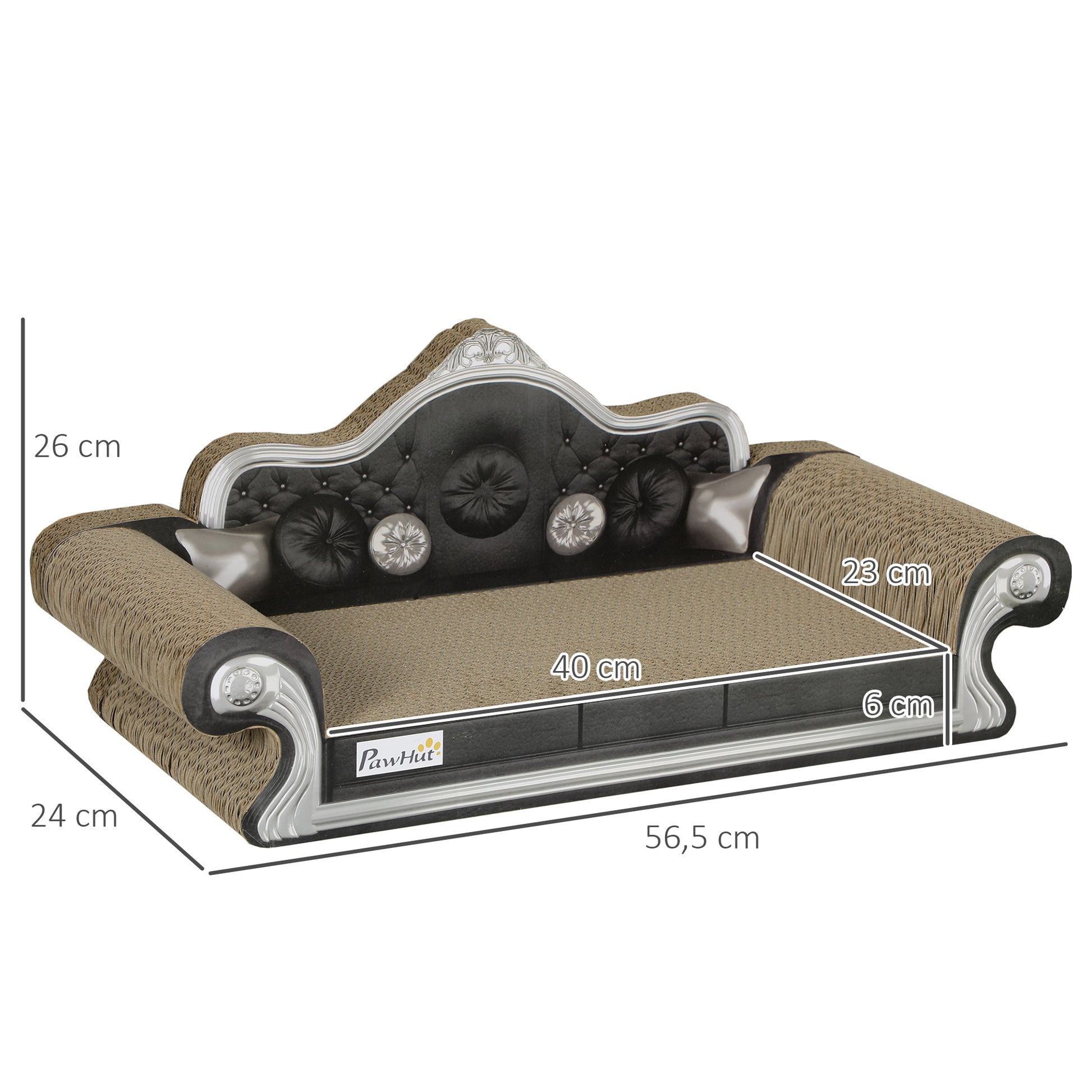 PawHut Sofá Arranhador para Gatos Arranhador para Gatos em Forma de Sofá com Erva para Gatos para Interior 56,5x24x26 cm Marrom