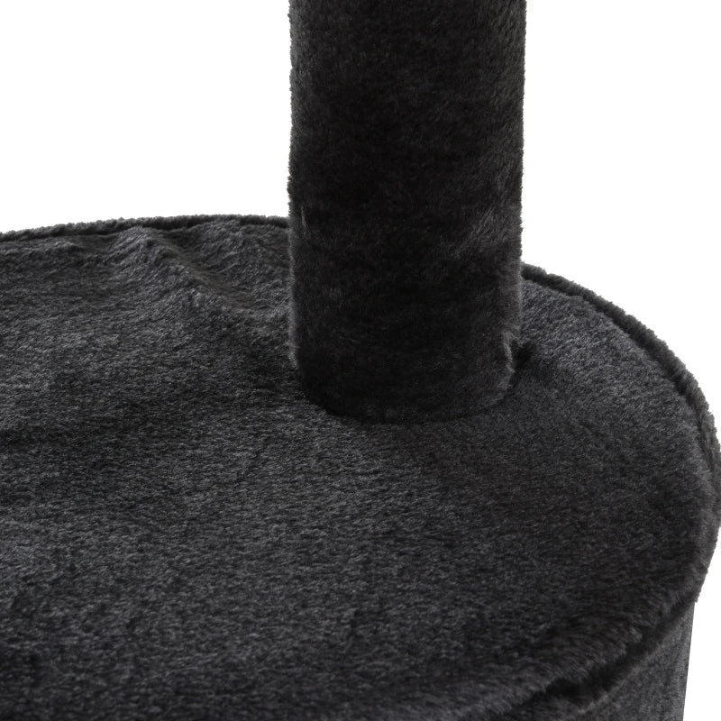 PawHut Árvore arranhador para Gatos com Altura Ajustável Plataformas Múltiplas Caverna Cestas e Escadas em Sisal Natural e Pelúcia 60x45x240-260 cm Cinza Escuro
