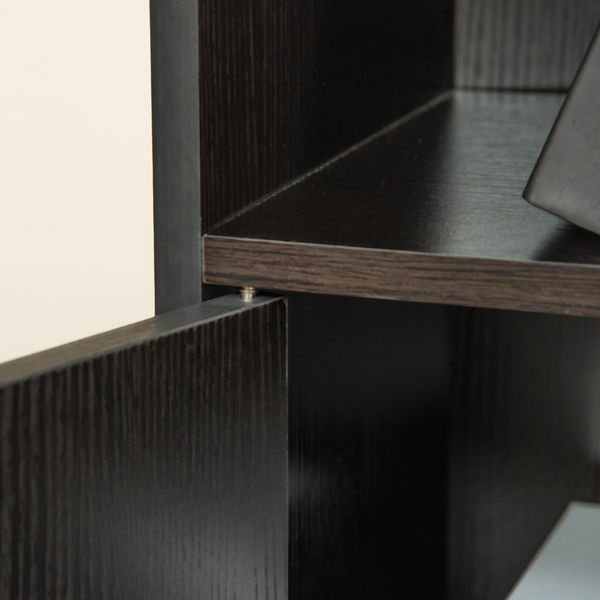 Estante com 3 Prateleiras Abertas e 1 Fechada com Porta Estante de Estilo Moderno para Armazenamento de Livros Brinquedos Plantas 40x30x129,5cm Preto
